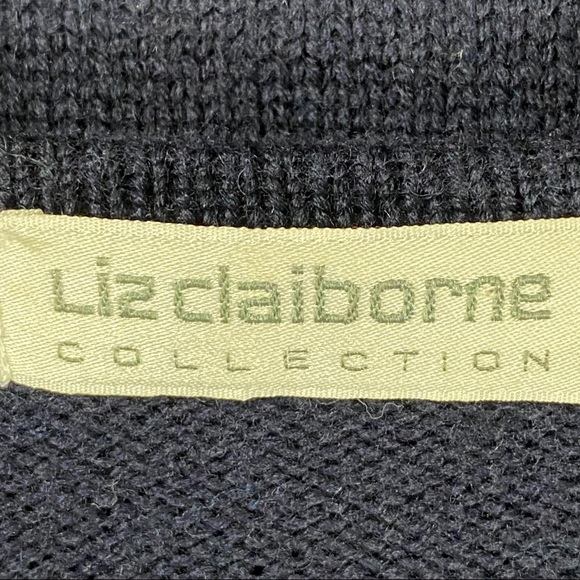 VINTAGE LIZ CLAIBORNE Sweater 100% Merino Wool Geometric Chevron Design Sz M - Picture 6 of 7